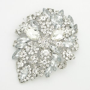 Large Rhinestone Brooch, Party Dress Pin Decoration, Silver Crystal Brooches Pins Women, Bridal Brooch, Sparkly Broaches DIY Crafts