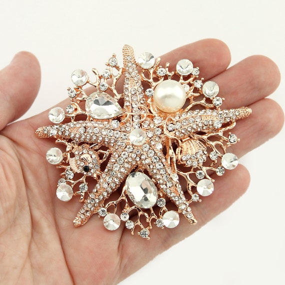 Rhinestone Sea Animal Gold Fish Brooches Party Brooch For Women Jewelry Pin  Gift