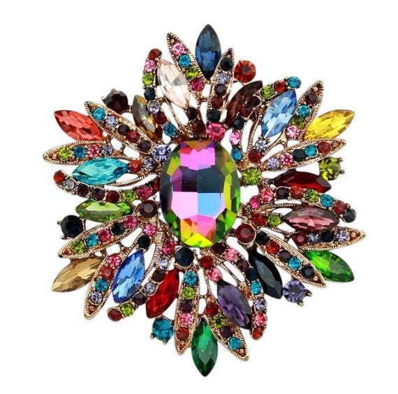 Large Rhinestone Brooch Multi Color Brooch Dress Pin Brooch Rainbow Crystal Brooches Pins Cake Brooch Wedding Rhinestone Brooches Etsy France