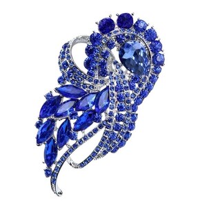 Blue Rhinestone Brooch, Bridesmaid Bridal Wedding Brooch, Waistline Dress Pin Sash Decor, Crystal Blue Brooches Pins Women Jewelry Accessory