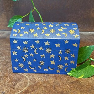 Vintage 1990s Celestial Trinket Box: Crescent Moon and Stars