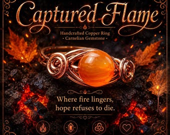 Carnelian Ring | Ember Spiral Ring | Wire Wrapped Copper | Boho Fairycore | Artisan Jewelry | Witchy Jewelry