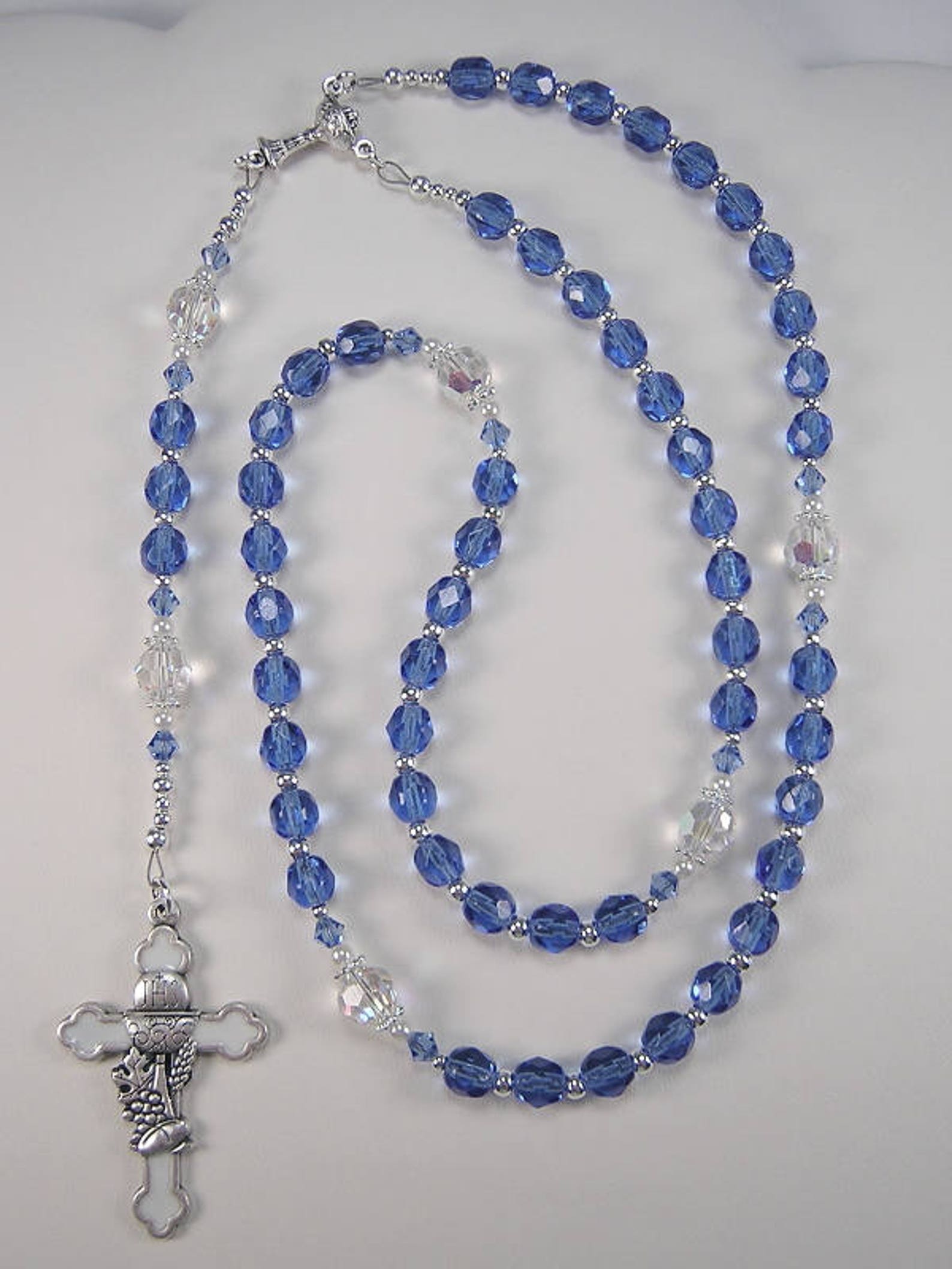 Girls 1st Communion Blue Rosary Catholic Blue Sapphire & - Etsy