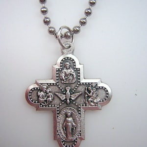 2 Catholic Pendants with Chains 5-way Cross & Miraculous Medal - English  2 Cruz Católica y Colgantes de Medallas