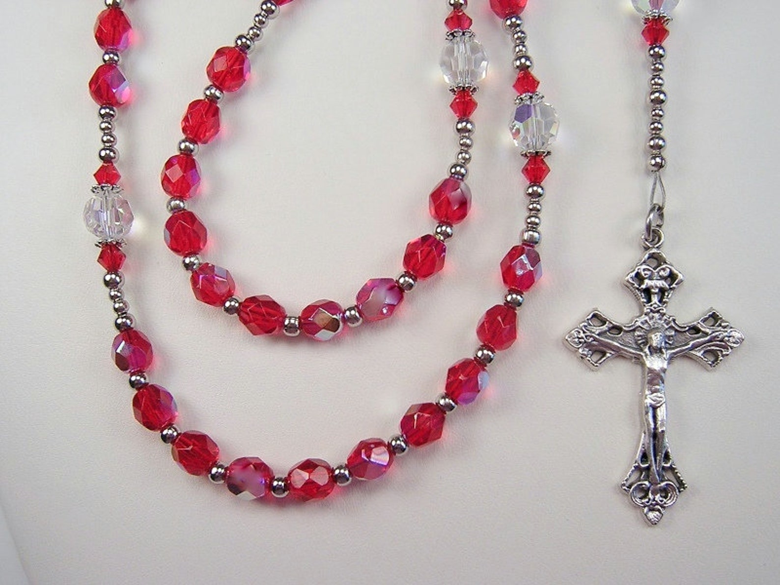 Catholic Church Ruby Ruby Red Czech Glass Rosary, Miraculous Medal, Catholic Gift - Etsy
