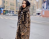 Faux fur jacket with bengal cat print Lapels faux leopard fur coat LAST PIECES SALE