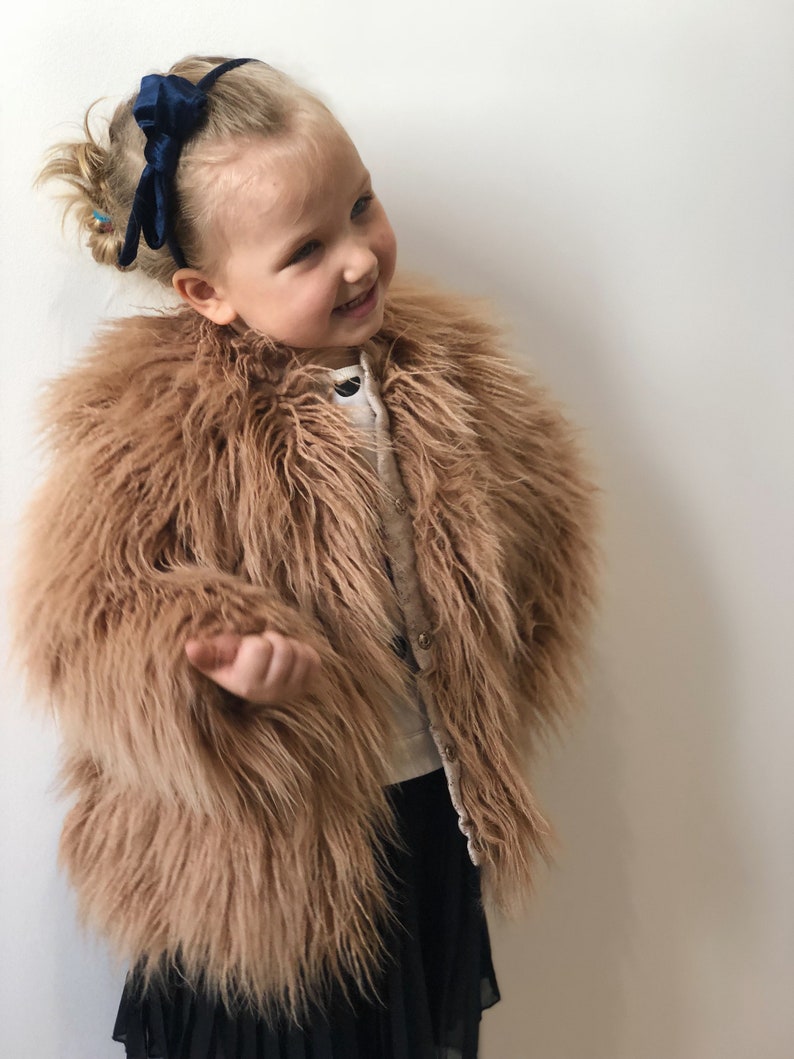 Kids faux fur coat/ Toddler eco fur coat/ Pink shaggy coat/ Etsy