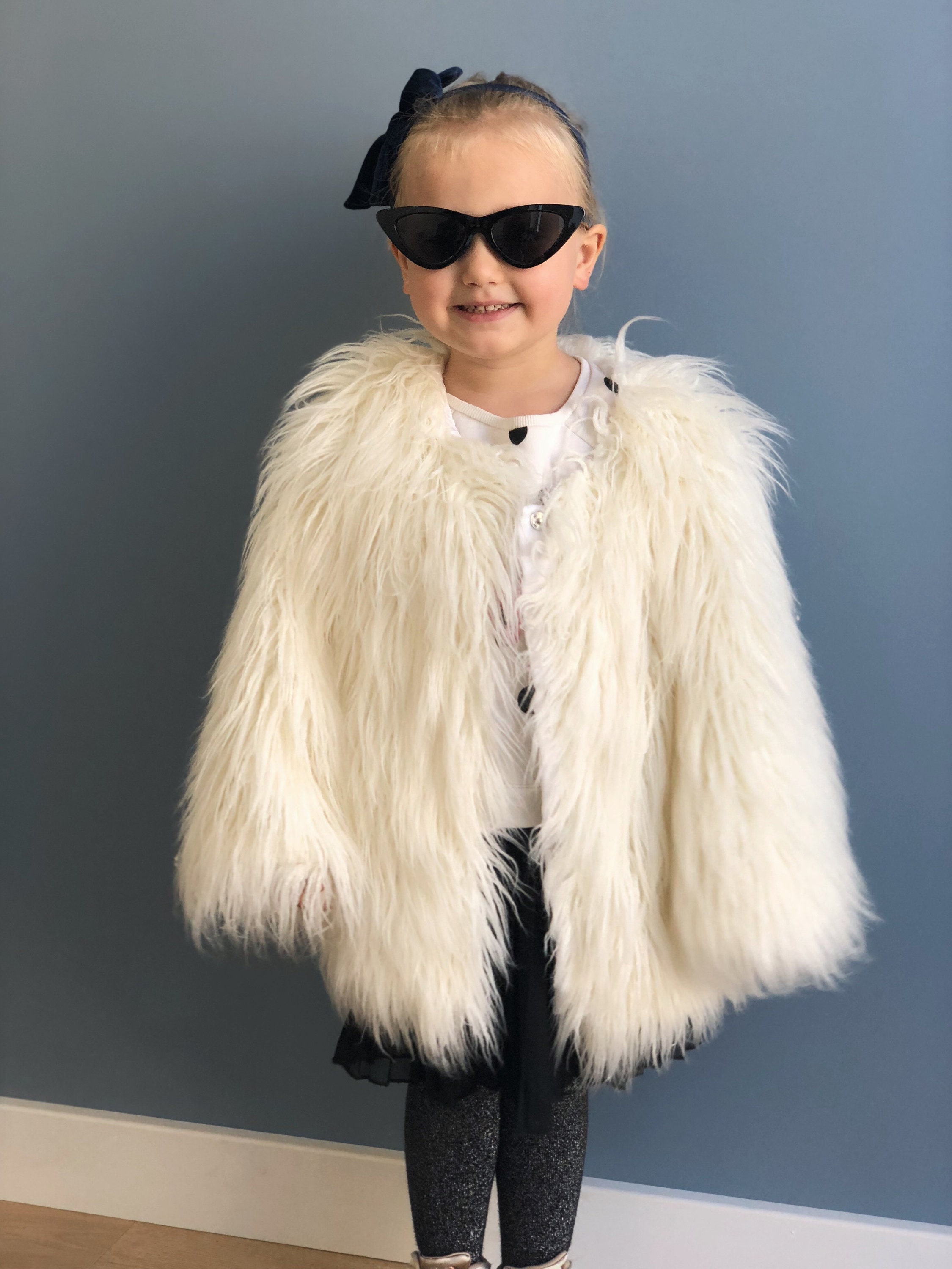 off white faux fur coat
