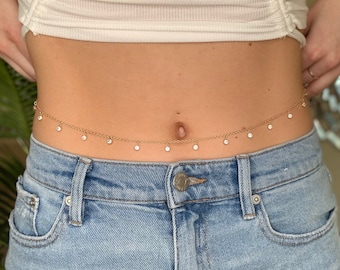 Cz Shake Belly chain cubic zirconia belly chain 14k gold filled sterling silver gem belly chain