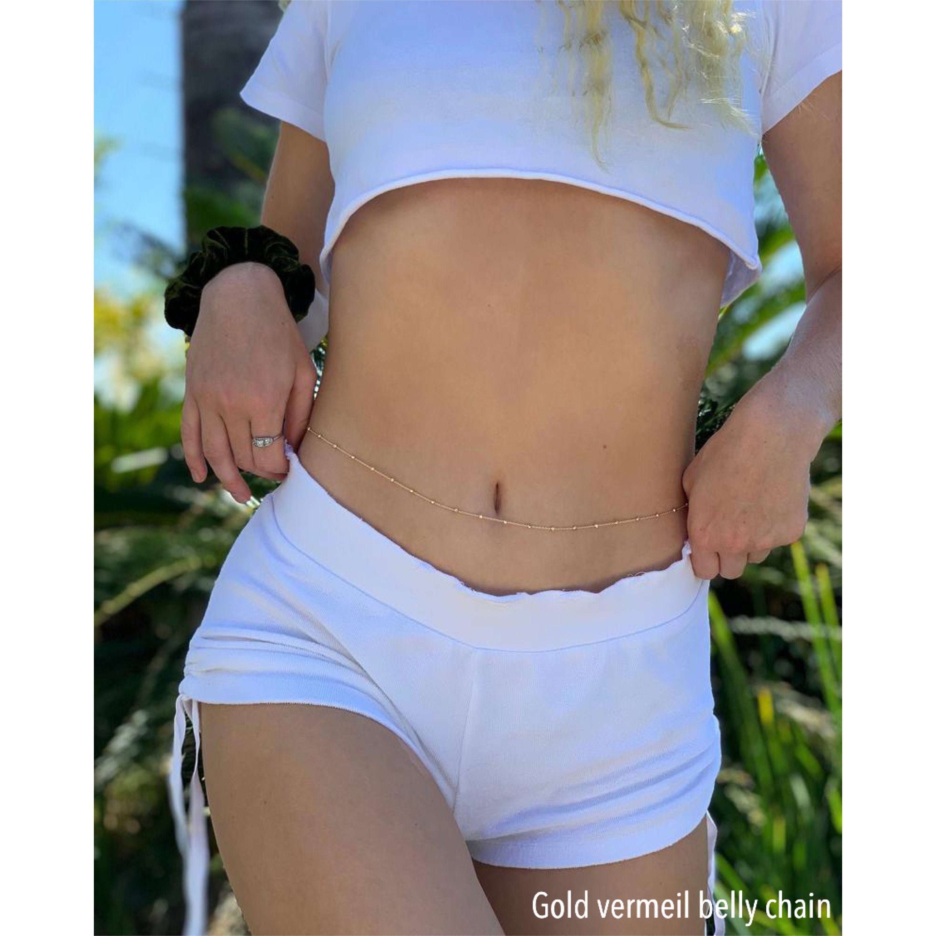 Satellite 14k gold filled/sterling silver beaded belly/waist chain