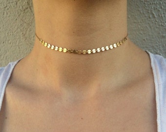14k gold filled/ Sterling Silber Münze Choker Choker Choker Halsband Halskette