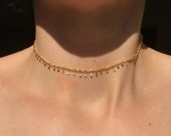 Dainty Gold or silver dangle shake choker charm choker boho choker gold drip choker silver dainty choker
