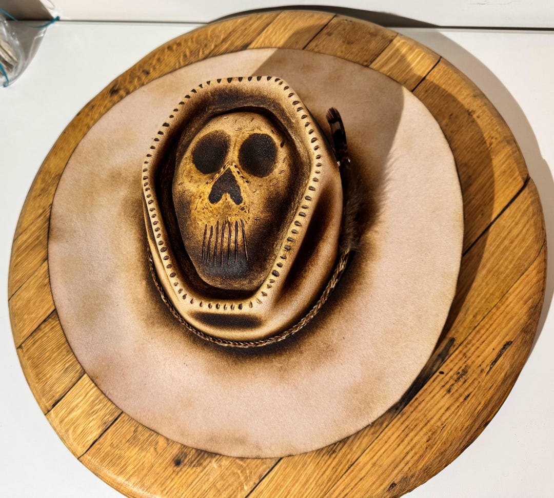 Custom Burned Skull Western Hat | Hand-styled Statement Brim 