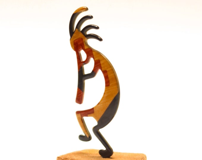 Kokopelli Fertility Native American Flute Man Figurine Enamel Metal