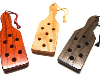 10" Boudoir Lucky #7 Spanking Round Paddle Red Oak with 7 Impact Holes