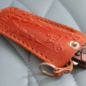 Estuche para llaves y cuchillos de cuero bielorruso de la URSS vintage / Estuche para cinturón hecho a mano de los años 70