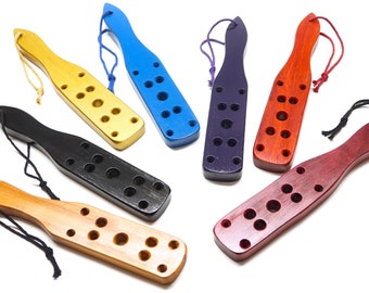 11" Boudoir Slim Wood X Pattern Spanking Paddle - 9 Holes Limited Edition [Pick Wood Kind] mature