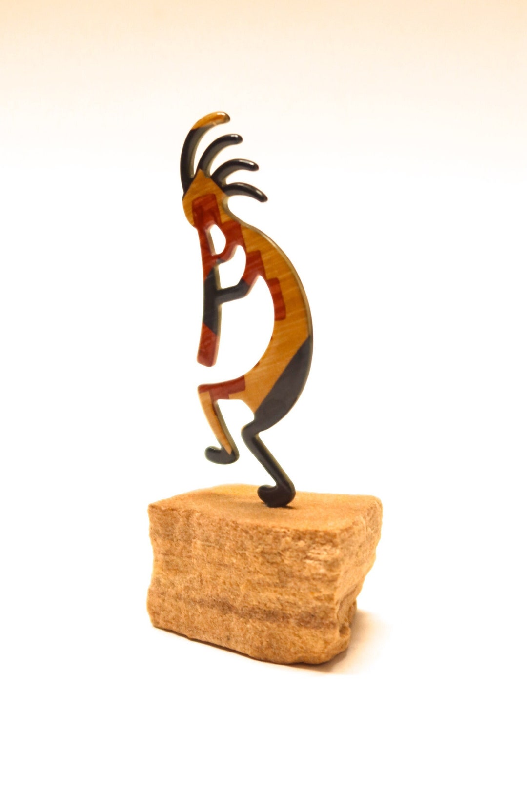 Kokopelli Fertility Native American Flute Man Figurine Enamel Etsy