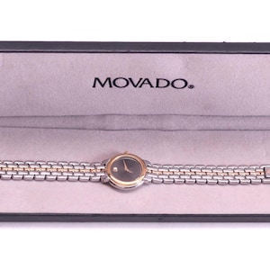 Vintage Movado Museum Ladies Watch – Model 81.A1.833 | 25mm Two-Tone Black Dial | Luxury Timepiece | Minimalist Elegant Design