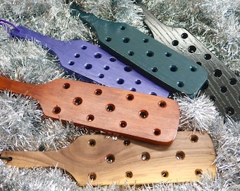 12" 'Primal Instinct Intense Edition' Wooden Spanking Paddle – Handcrafted Discipline Paddle with Impact Holes mature