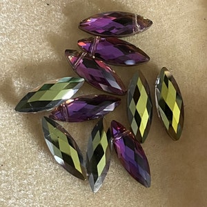 Top drill Purple AB Briolette facet bead