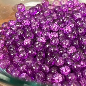 3.5mm Purple glass crackle bead 4oz bag