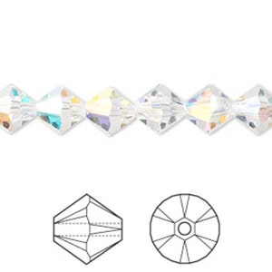 Crystal Passions®, crystal AB, 8mm bicone bead, Sold per pkg of 24.