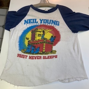 Neil Young~Crazy Horse~1978 Vintage~Super Rare~A Concert fantasy~Rust Never Sleeps~Authentic~Original~Concert Rock Raglan Sleeve Tee shirt