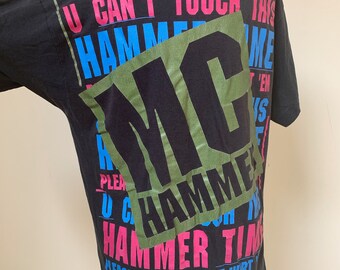 Vintage 1990 MC Hammer Concert T-shirt, Hammertime Graphics - Etsy