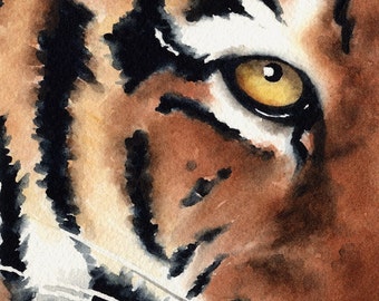 Tiger Art Print - Watercolor Painting by Artist DJ Rogers - Wildlife - Wall Decor