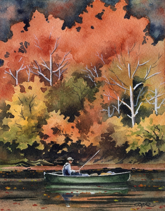 Fly fishing Art Print - Fall Fishing II - Watercolor Painting - Angling  Art by Artist DJ Rogers - Wall Decor