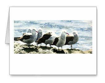 Seagulls Note Cards - 10-pk Note Cards - Watercolor Painting - Bird Lover Gifts