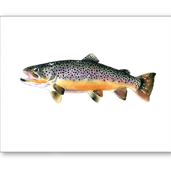 Brown Trout Note Cards - 10-pk Note Cards - Watercolor Painting - Fishing Lover Gifts