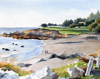 Moonstone Beach Art Print - California Watercolor Painting by Artist DJ Rogers - Wall Decor