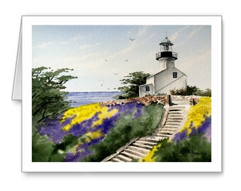 Point Loma Note Cards - 10-pk Note Cards - Watercolor Painting - Unique Lighthouse Gifts