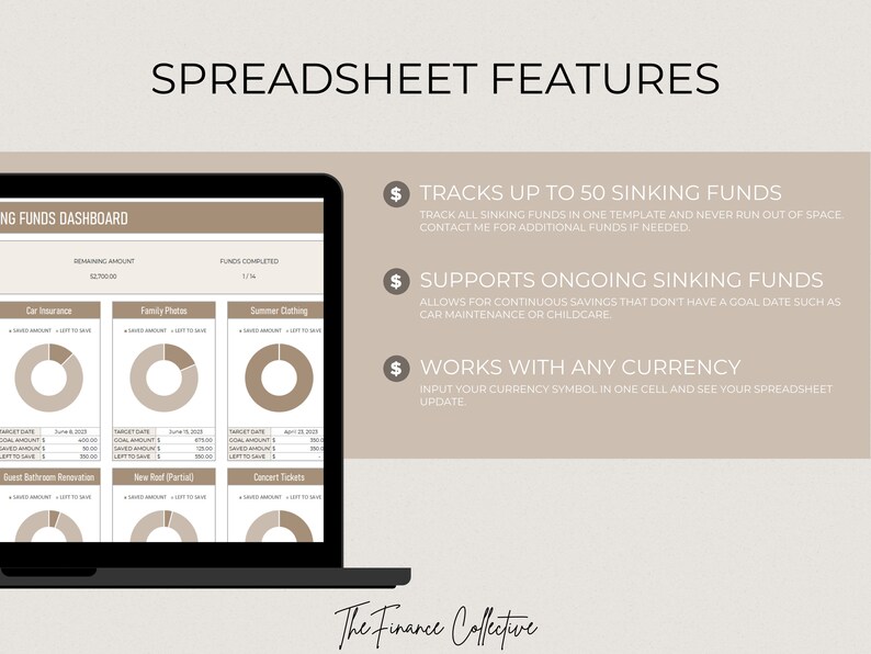Sinking Funds Tracker Spreadsheet, Google Sheets Excel Sinking Funds ...