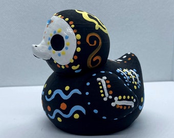 Sugar Skull Duck Figurine Hand Painted 3D Printed