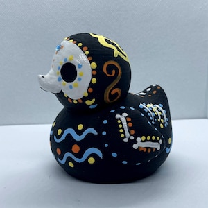 Sugar Skull Duck Figurine Hand Painted 3D Printed