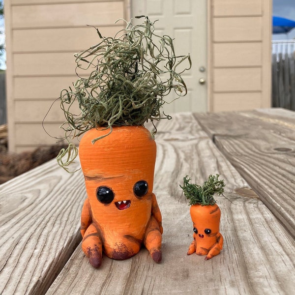 Carrot Veggie Munster Figurine Hand Painted 3D Printed