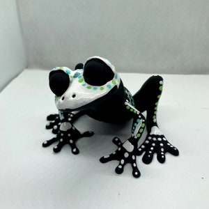 Sugar Skull Frog Figurine Hand Painted 3D Printed