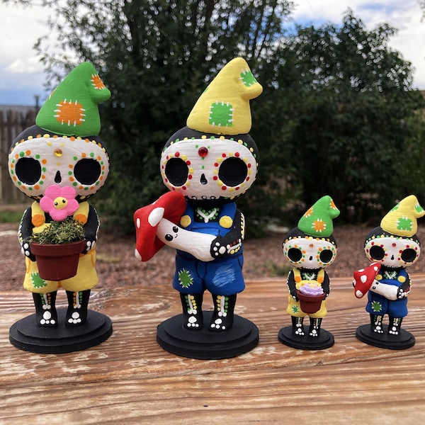 Skeleton Gnomes Sculptures Figurine Hand Painted 3D Printed