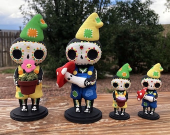 Skeleton Gnomes Sculptures Figurine Hand Painted 3D Printed
