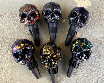 Confetti Glitter Skull Wine Stopper Rubber Cork 3D Printed