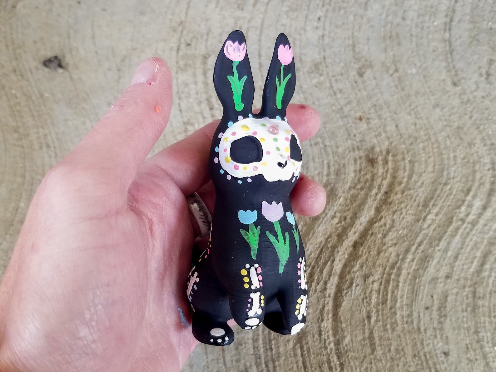 Original Sugar Skull Bunny Figurine Hand Painted 3D Printed - Etsy