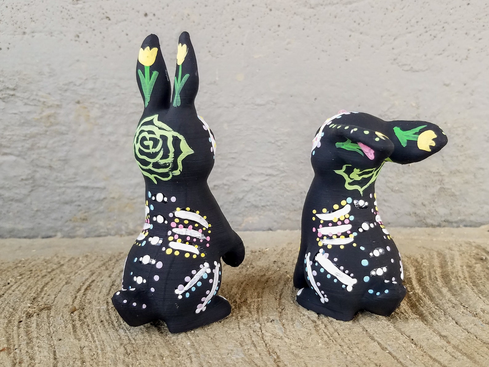 Original Sugar Skull Bunny Figurine Hand Painted 3D Printed - Etsy