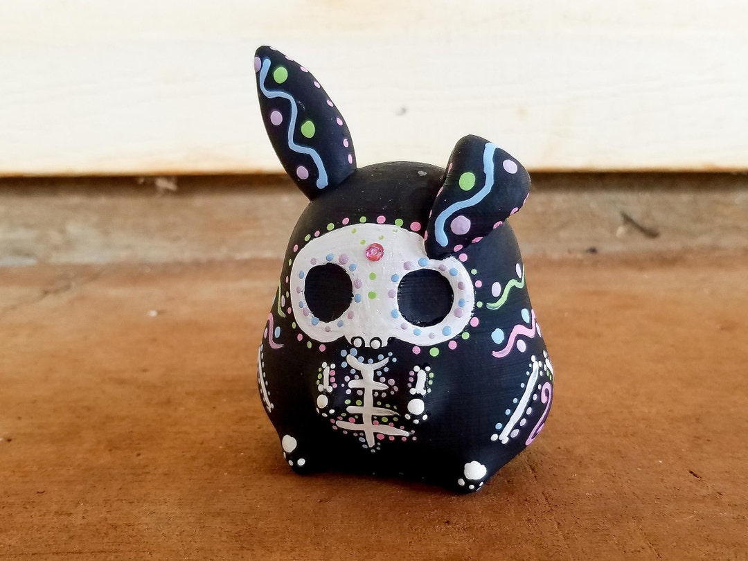Stuffed Rabbit Skull Original Sugar Skull Bunny Figurine Hand Painted 3D Printed - Etsy