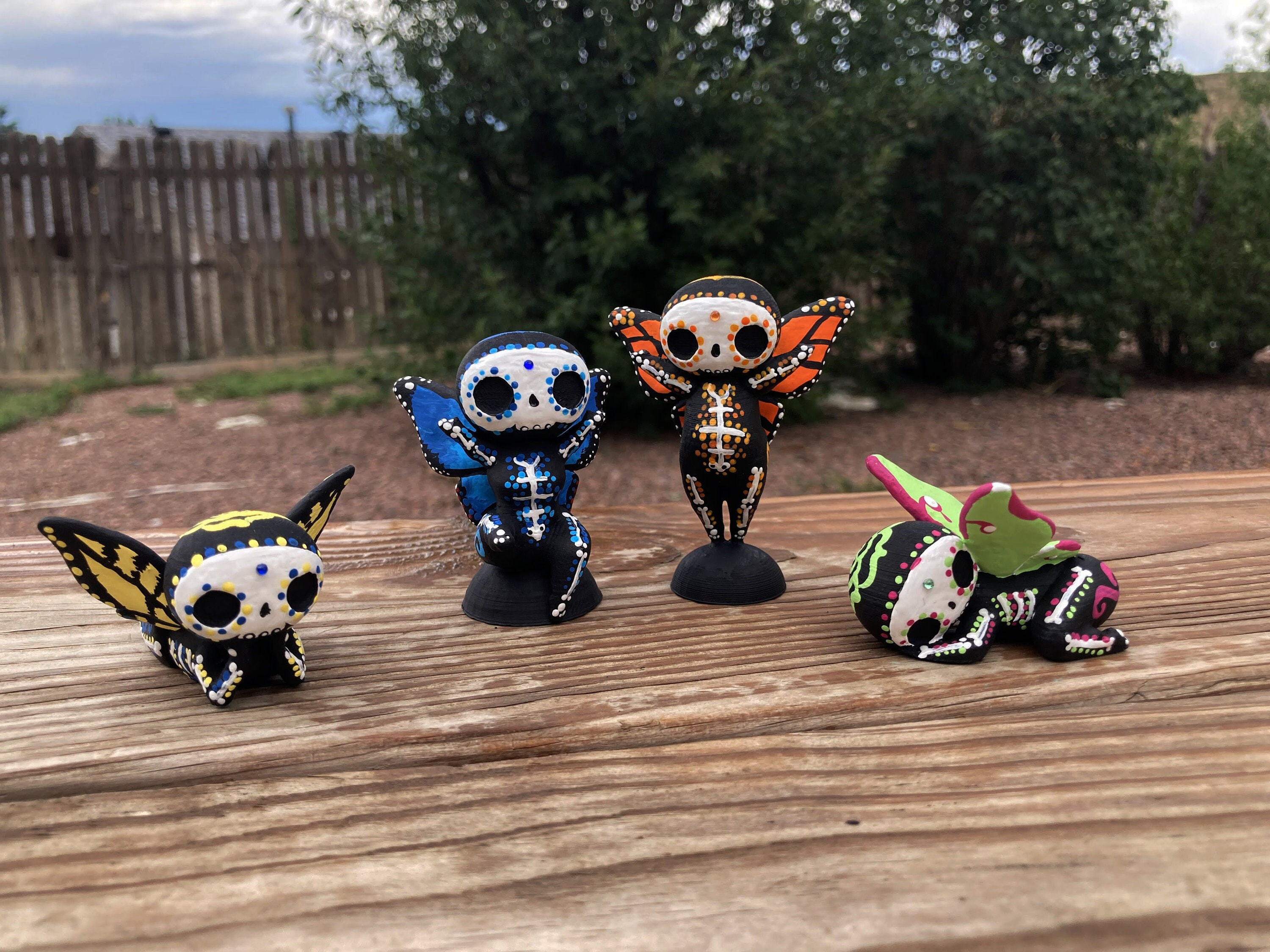 Skeleton Pixie Butterfly Series Sculptures Figurine Hand Painted 3D ...