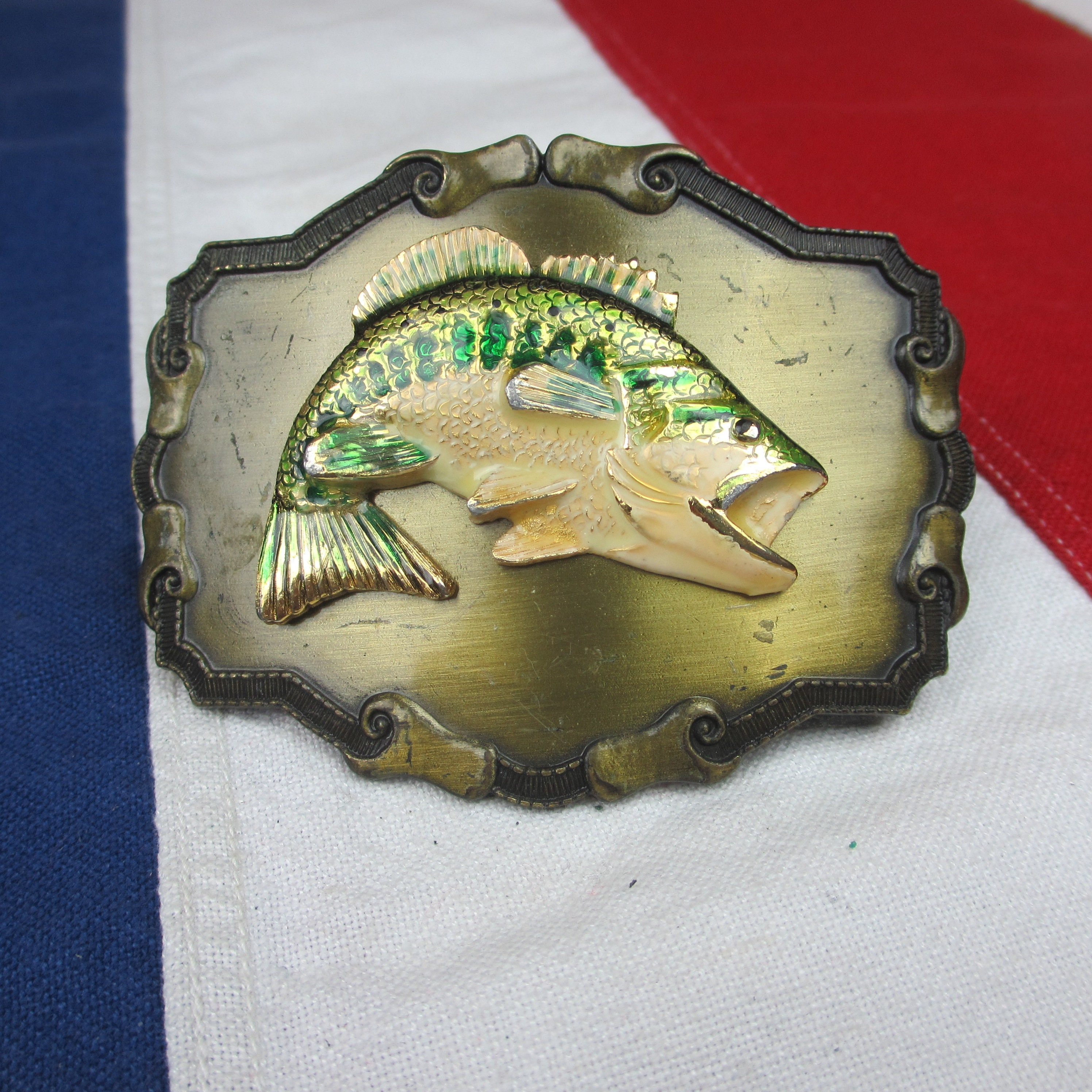 Vintage 1970's Bass Fishing Belt Buckle Raintree Solid Etsy