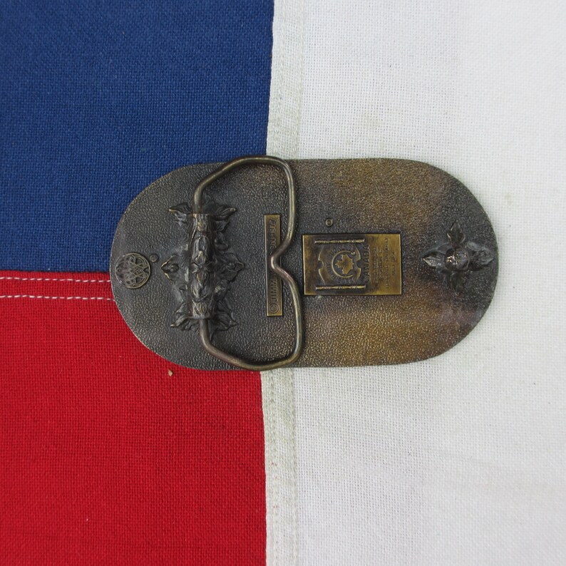 Vintage 1970/'s Halliburton Oil Field Services Logo Belt Buckle Solid Brass Bergamot Brass Works Jimm Watson Legendary Buckles Petroliana