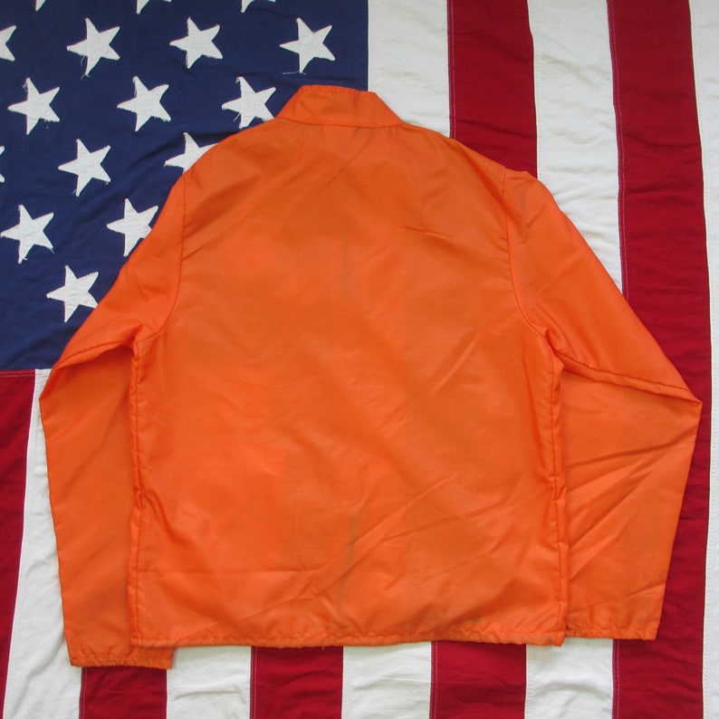 Vintage 1960/'s Michigan International Speedway Striped Racing Jacket Small Orange Black Nylon Windbreaker Light Weight Drag Stock Car F1